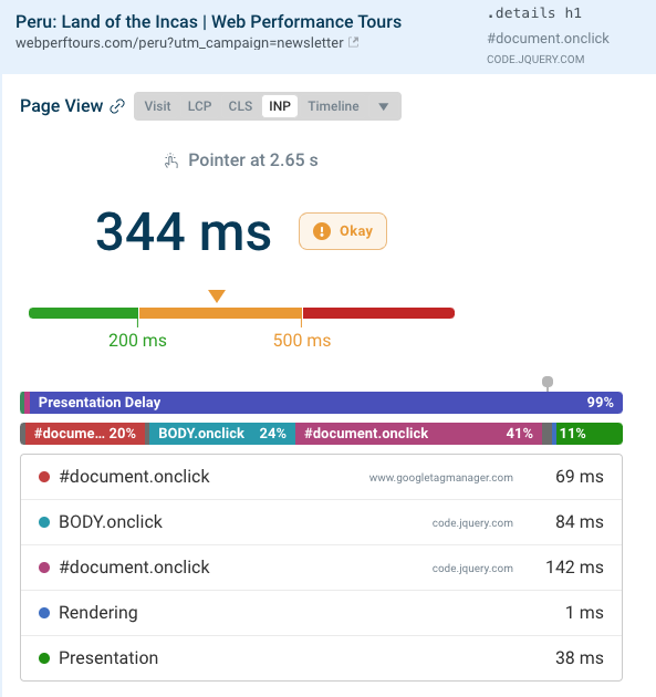 INP page view detail