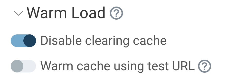 Warm cache settings