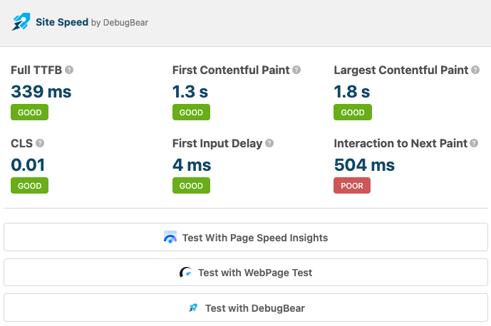 DebugBear Site Speed Extension