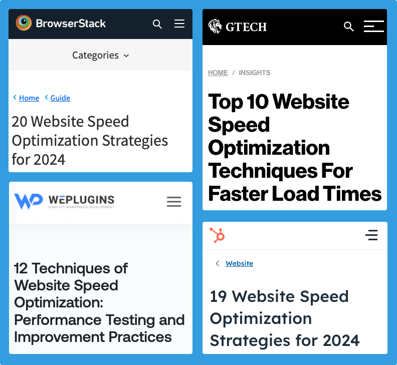 Articles with top 10-20 web performance optimization tips