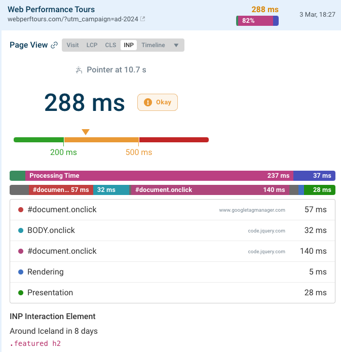 DebugBear INP debug details