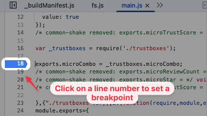 Setting a breakpoint in Chrome