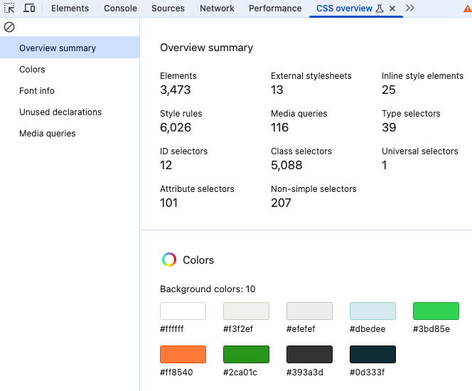 CSS Overview in DevTools