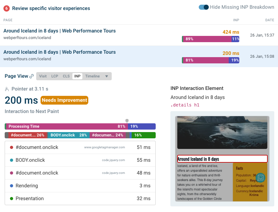 INP visitor experience